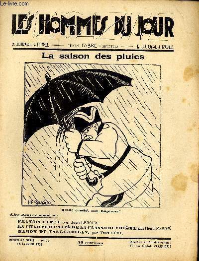 LES HOMMES DU JOUR, Nouvelle srie magazine N32. FRANCIS CARCO.