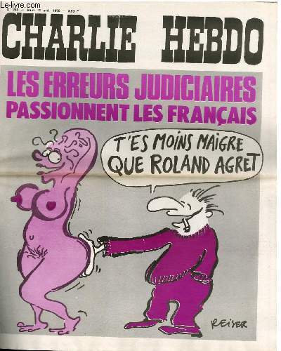 CHARLIE HEBDO N285 - LES ERREURS JUDICIAIRE PASSIONNENT LES FRANCAIS. 