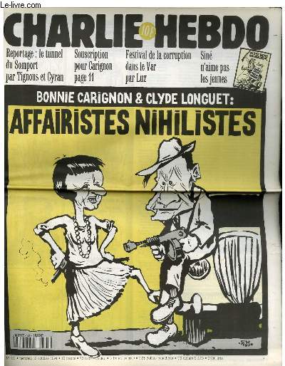 CHARLIE HEBDO N121 - BONNIE CARIGNON 1 CLYDE LONGUET : AFFAIRISTES NIHILISTES