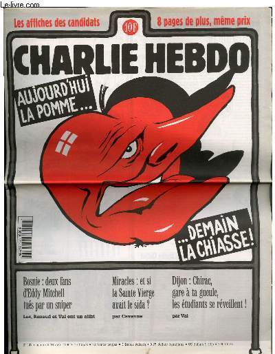 CHARLIE HEBDO N147 - AUJOURD'HUI LA POMME ... DEMAIN LA CHIASSE