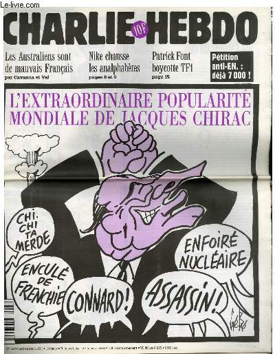 CHARLIE HEBDO N163 - L'EXTRAORDINAIRE POPULARITE MONDIALE DE JACQUES CHIRAC