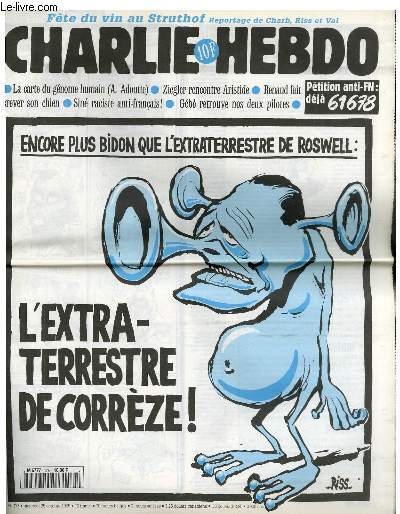 CHARLIE HEBDO N175 - ENCORE PLUS BIDON QUE L'EXTRATERRESTRE DE ROSWELL : L'EXTRATERRESTRE DE CORREZE !