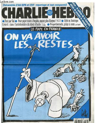 CHARLIE HEBDO N221 - LE PAPE EN FRANCE : ON VA AVOIR LES RESTES