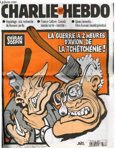 CHARLIE HEBDO N386 - CHIRAC JOSPIN : LA GUERRE A 2 HEURES D'AVION DE LA TECHTECHNIE !