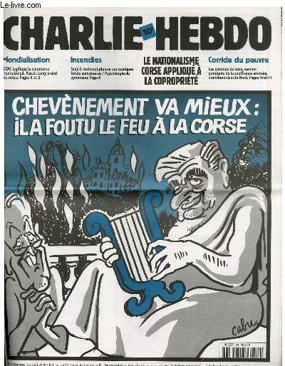 CHARLIE HEBDO N428 - CHEVENEMENT VA MIEUX : IL A FOUTU LE FEU A LA CORSE