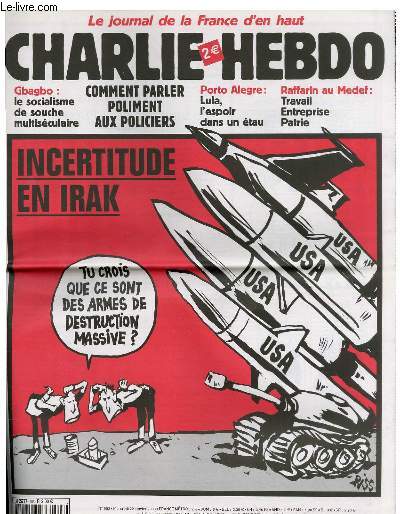 CHARLIE HEBDO N553 - INCERTITUDE EN IRAK 