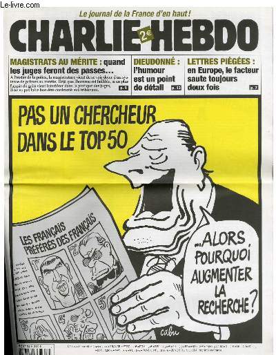 CHARLIE HEBDO N604 - PAS UN CHERCHEUR DANS LE TOP 50 