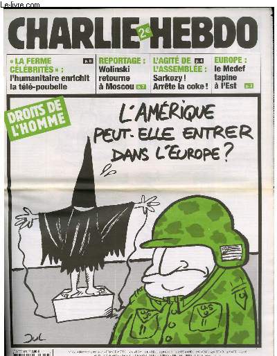 CHARLIE HEBDO N620 - DROITS DE L'HOMME. L'AMERIQUE PEUT-ELLE ENTRER DANS L'EUROPE ?