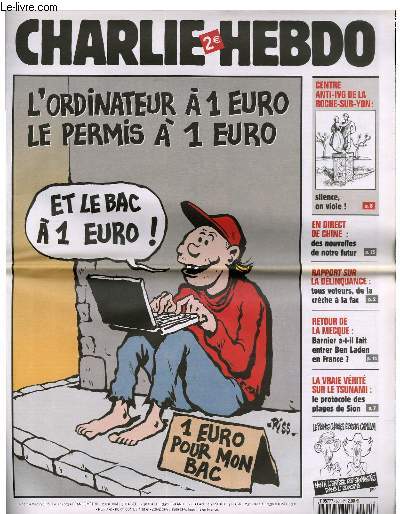 CHARLIE HEBDO N661 - L'ORDINATEUR A 1 EURO, LE PERMIS A 1 EURO 