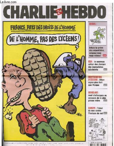 CHARLIE HEBDO N669 - FRANCE, PAYS DES DROITS DE L'HOMME 