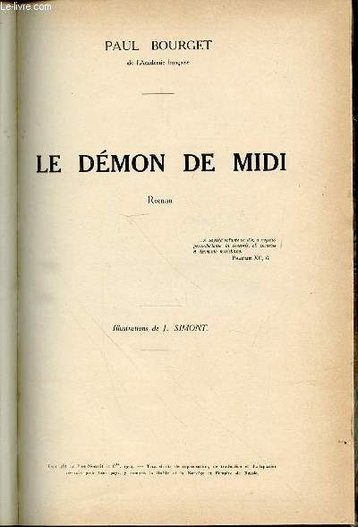 LE DEMON DE MIDI - ROMAN. ILLUSTRATIONS DE J. SIMONT.