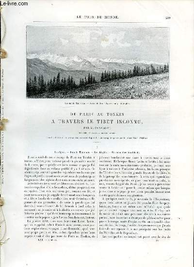 LE TOUR DU MONDE, NOUVEAU JOURNAL DES VOYAGES - DE PARIS AU TONKIN A TRAVERS LE TIBET INCONNU PAR M.BONVALOT.