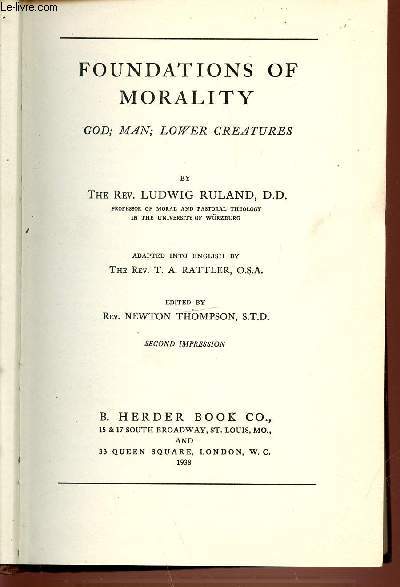 TOME 2 : FOUNDATIONS OF MORALITY - ECRIT EN ANGLAIS.
