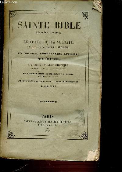 LA SAINTE BIBLE - APPENDICE - ECRIT EN LATIN.