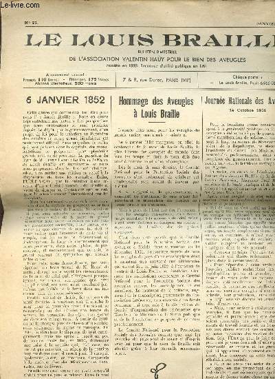 LE LOUIS BRAILLE N25 - JANVIER 1952 - BULLETIN BIMESTRIEL.