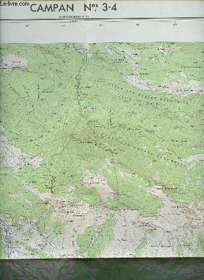 CARTE DE FRANCE 1/25000 - CAMPAN - NOS. 3-4. DIMENSION : 54 x 72 cm environ.
