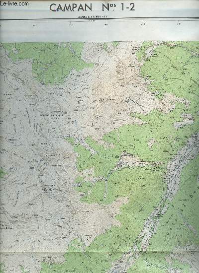CARTE DE FRANCE 1/25000 - CAMPAN - NOS. 1-2. DIMENSION : 54 x 72 cm environ.