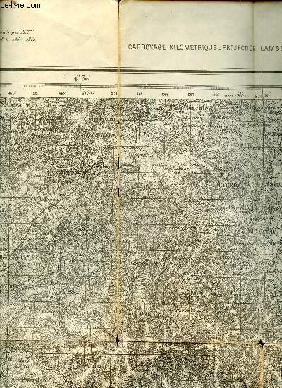 CARTE ANTIBES - CARROYAGE KILOMETRIQUE - PROJECTION LAMBERT - III ZONE SUD. DIMENSION : 52 x 81 cm environ.