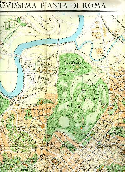CARTE VERDESI - NUOVA PIANTA DI ROMA - CON I SUOI QUARTIERI PERIFERICI - NOUVEAU PLAN DE ROME. DIMENSION : 104 x 80 cm environ.