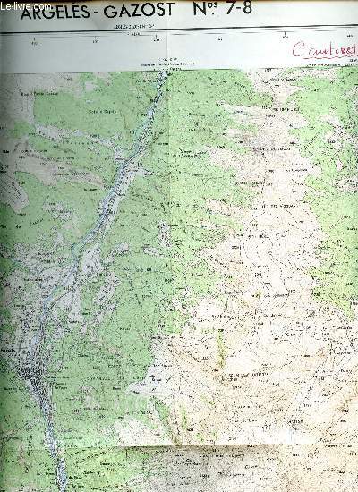 CARTE DE FRANCE 1/25000 - ARGELES-GAZOST NOS 7-8 / DIMENSION : 54 x 69 cm environ.