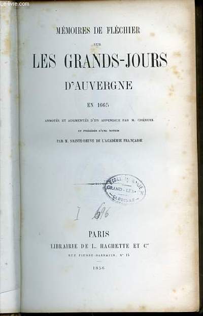 MEMOIRES DE FLECHIER SUR LES GRANDS JOURS D'AUVERGNE EN 1665.
