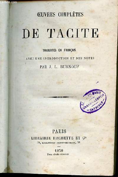 OEUVRES COMPLETES DE TACITE.