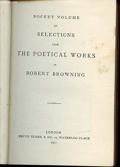 POCKET VOLUME OF SELECTIONS FROM THE POETICAL WORKS.