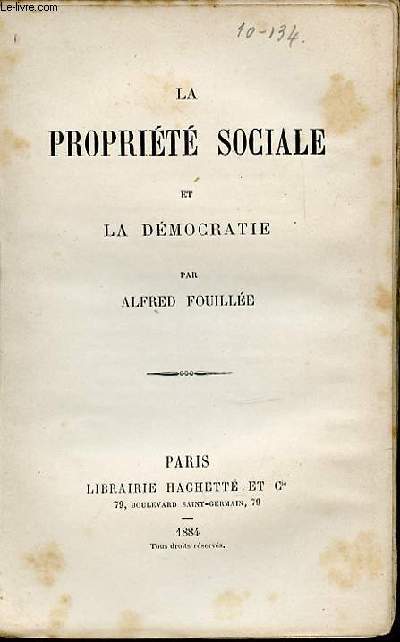LA PROPRIETE SOCIALE ET LA DEMOCRATIE.