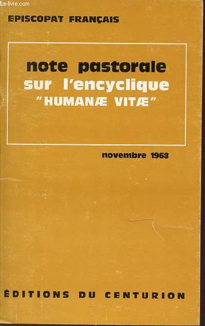 NOTE PASTORALE SUR L'ENCYCLIQUE 