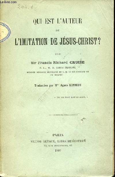 QUI EST L'AUTEUR DE L'IMITATION DE JESUS-CHRIST ?