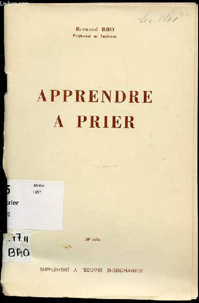 APPRENDRE A PRIER - SUPPLEMENT A 