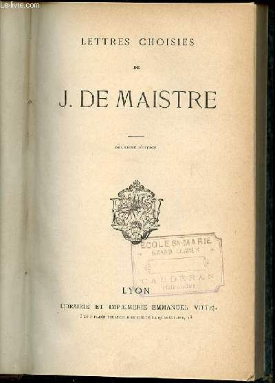 LETTRES CHOISIES DE J. DE MAISTRE.