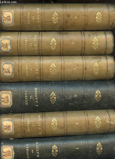 OEUVRES DE J. RACINE EN 8 TOMES (1+2+3+4+5+6+7+8) DONT LE LEXIQUE DE LA LANGUE DE J. RACINE AVEC UNE INTRODUCTION GRAMMATICALE PAR MARTY-LAVEAUX, PRECEDE D'UNE ETUDE SUR LE STYLE DE RACINE PAR PAUL MESNARD.