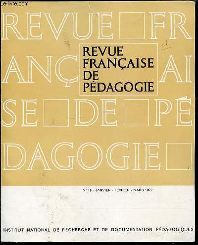 REVUE FRANCAISE DE PEDAGOGIE N18 - JANVIER / FEVRIER / MARS.