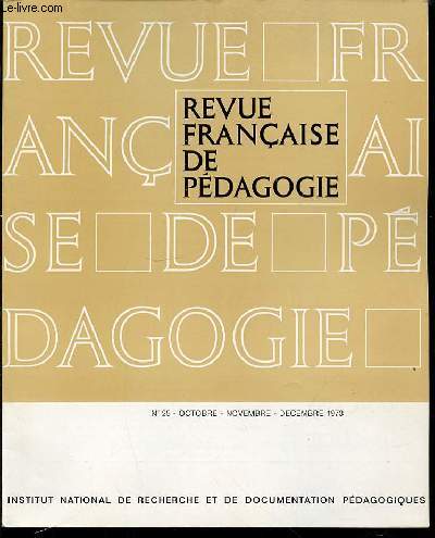 REVUE FRANCAISE DE PEDAGOGIE N25 - OCTOBRE / NOVEMBRE / DECEMBRE.