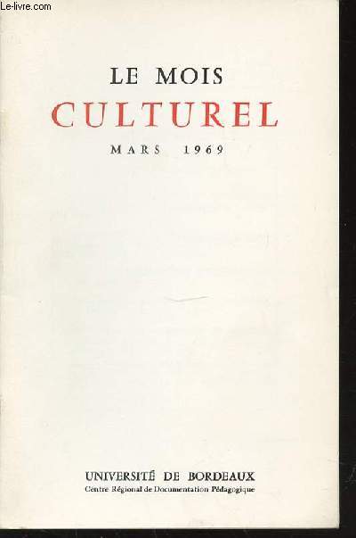 LE MOIS CULTUREL - MARS.