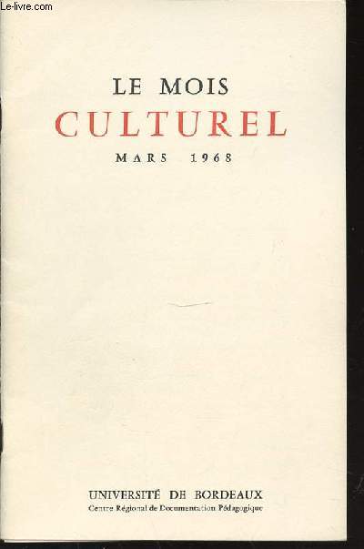 LE MOIS CULTUREL - MARS.