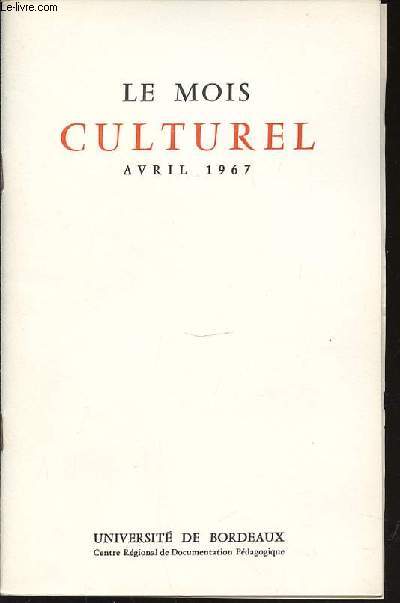 LE MOIS CULTUREL - AVRIL.