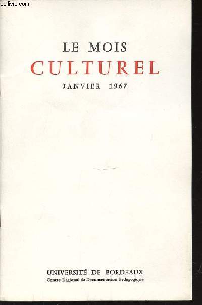 LE MOIS CULTUREL - JANVIER.