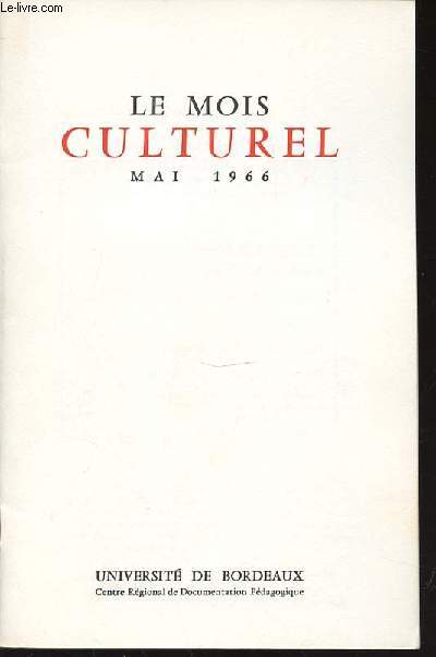 LE MOIS CULTUREL - MAI.