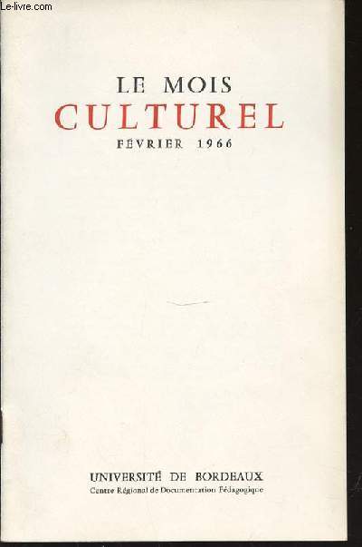 LE MOIS CULTUREL - FEVRIER.