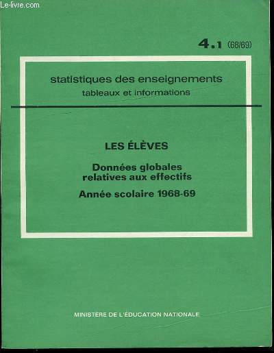 STATISTIQUES DES ENSEIGNEMENTS : TABLEAUX ET INFORMATIONS - LES ELEVES / DONNEES GLOBALES RELATIVES AUX EFFECTIFS.