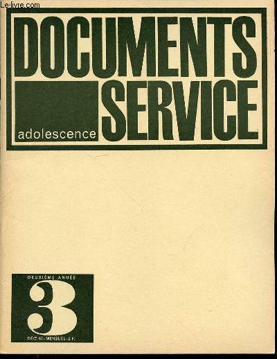 DOCUMENTS SERVICE ADOLESCENCE N3 - DEUXIEME ANNEE / MENSUEL.
