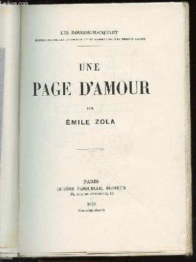 UNE PAGE D'AMOUR - COLLECTION 