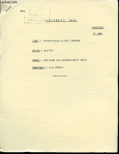 DOCUMENT I.N.S. N424 : ATHLETISME - L'ENTRAINEMENT DE BILL CROTHERS.