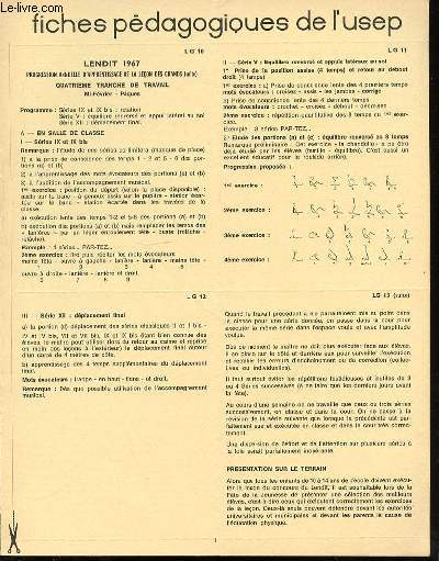 FICHES PEDAGOGIQUES DE L'USEP : LENDIT 1967 / VACANCES DE NEIGE, CLASSES DE NEIGE.