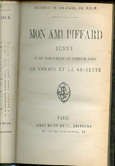 MON AMI PIFFARD JENNY OU LES TROIS MARCHES AUX FLEURS DE PARIS - LE COMMIS ET LA GRISETTE.