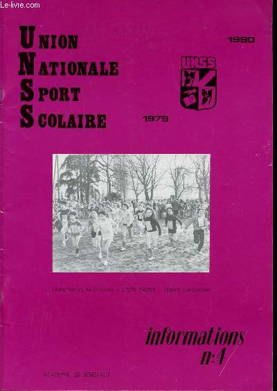 UNION NATIONALE SPORT SCOLAIRE 1979-1980 - INFORMATIONS N4.