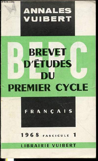 BREVET D'ETUDES DU PREMIER CYCLE - FASCICULE 1.