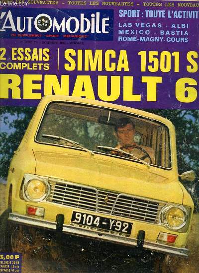 L'AUTOMOBILE N271 / DECEMBRE 1968 - EN SUPPLEMENT 